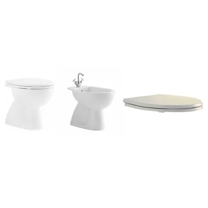 Coppia sanitari Vaso, bidet e sedile coprivaso Colibrì 2 a terra