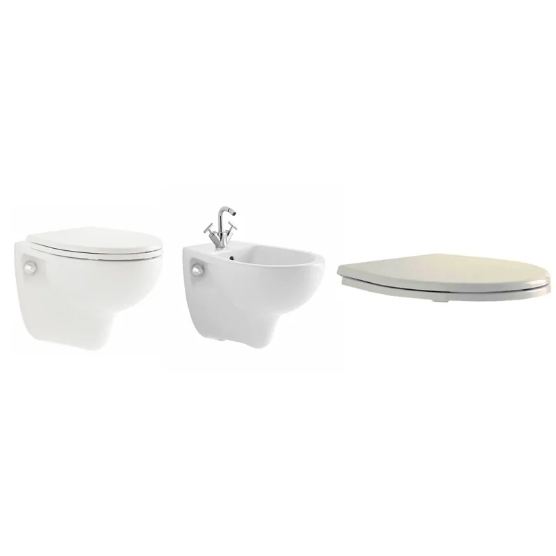 Coppia sanitari COLIBRÌ 2 sospesi con sedile originale Coppia sanitari COLIBRÌ 2 sospesi con sedile originale