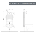 Misure modulo incasso Kariba FIX PRATIKA 9.0 a due volumi di risciacquo per vasi sanitari sospesi