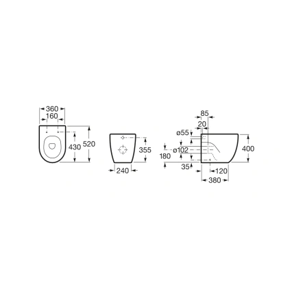 Vaso WC Roca New Meridian filo parete scarico a parete