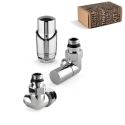 Kit valvola termostatica versione sinistra + detentore versione destra + testa termostatica d'arredo cromati