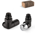 Kit valvola termostatica versione destra + detentore versione sinistra d'arredo neri