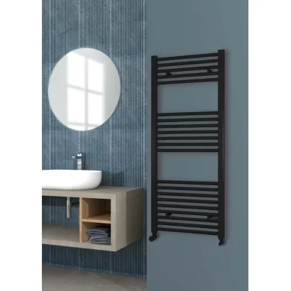 Radiatore termoarredo scaldasalviette dritto in acciaio nero opaco