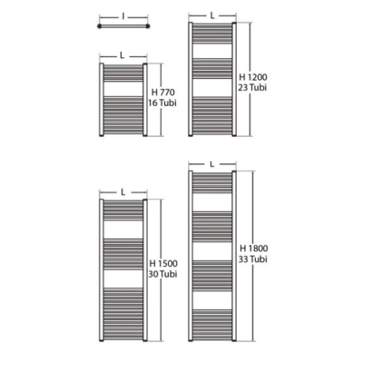 Radiatore termoarredo scaldasalviette dritto in acciaio bianco