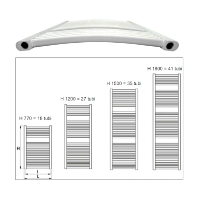 Radiatore termoarredo scaldasalviette curvo in acciaio bianco