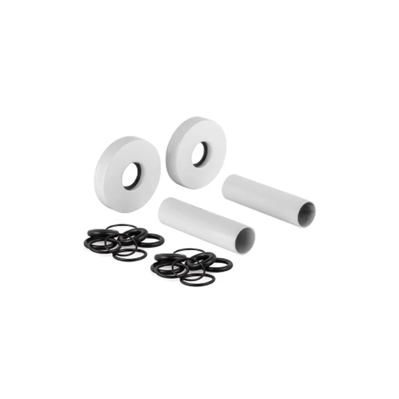 Kit copritubo in ottone (2 rosoni e 2 copritubo) con finitura BAINCA per tubi dal Ø12 al Ø16 Kit copritubo in ottone (2 rosoni e 2 copritubo) con finitura BAINCA per tubi dal Ø12 al Ø16