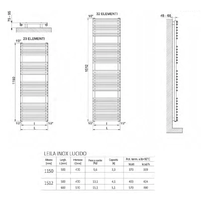 Radiatore termoarredo scaldasalviette dritto in acciaio inox lucido Cordivari, modello Leila