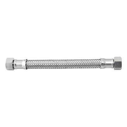 Tubo flessibile trecciato in acciaio inox AISI 304 7 fili DN10 1/2"F x 1/2"F