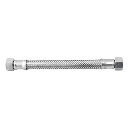 Tubo flessibile trecciato in acciaio inox AISI 304 7 fili DN10 3/8"F x 1/2"F