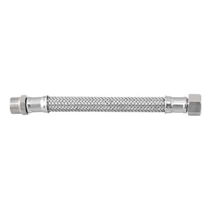 Tubo flessibile trecciato in acciaio inox AISI 304 7 fili DN10 3/8"M x 3/8"F