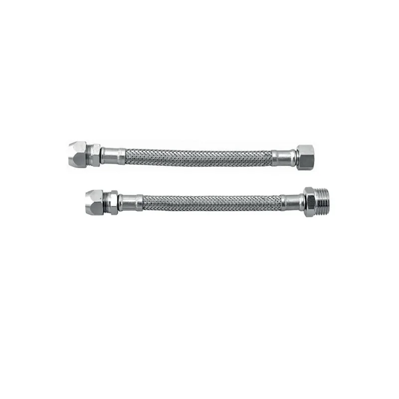 Tubo flessibile trecciato per monoforo in acciaio inox AISI 304 DN8 Lunghezza 35cm Tubo flessibile trecciato per monoforo in acciaio inox AISI 304 DN8 Lunghezza 35cm