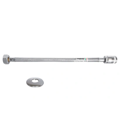 Tubo flessibile trecciato antischiacciamento in acciaio inox AISI 304 DN8 prolungato 3/8"M x 3/8"F