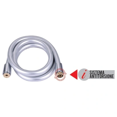 Tubo Flessibile doccia in PVC antitorsione con attacco conico F/F da 1/2"