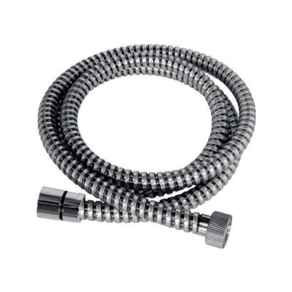 Tubo Flessibile doccia in PVC Nero/Cromo ad 8 fili longitudinali con attacco conico F/F da 1/2