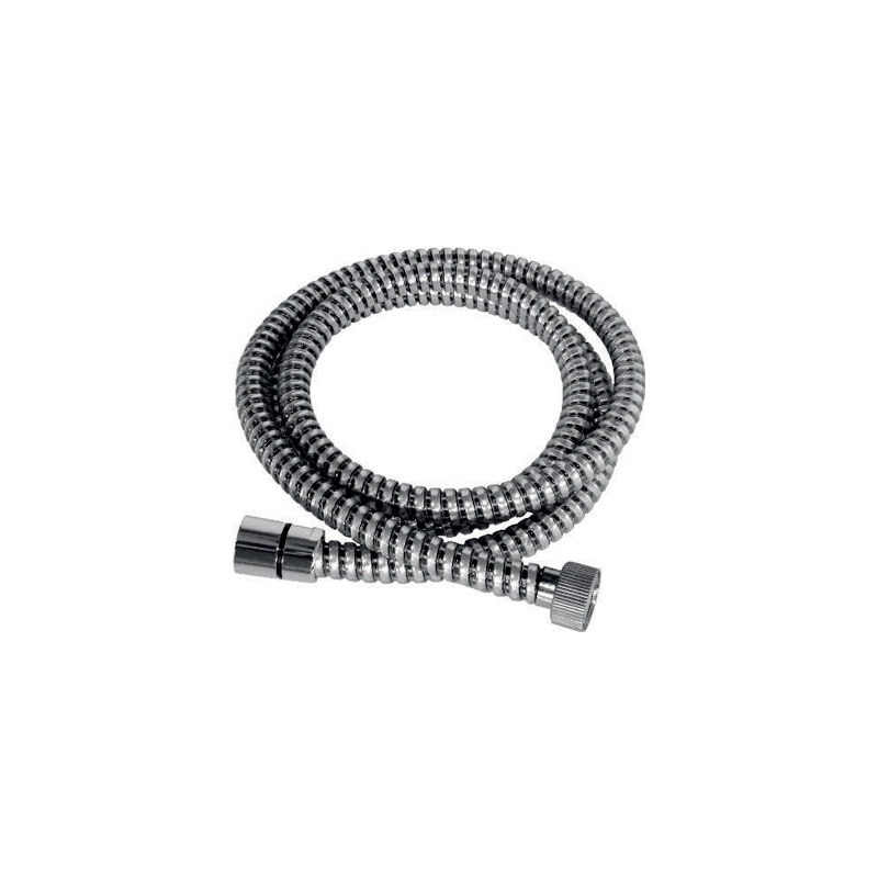 Tubo Flessibile doccia in PVC Nero/Cromo ad 8 fili longitudinali con attacco conico F/F da 1/2