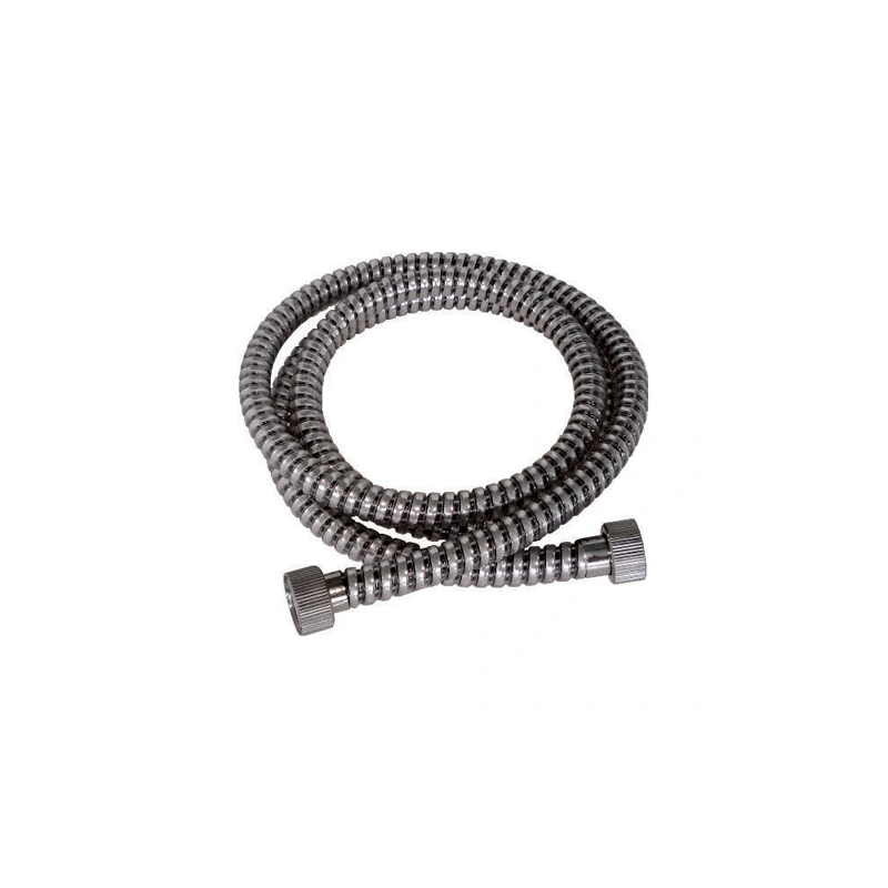 Tubo Flessibile doccia in PVC Nero/Cromo ad 8 fili longitudinali con attacco F/F da 1/2"