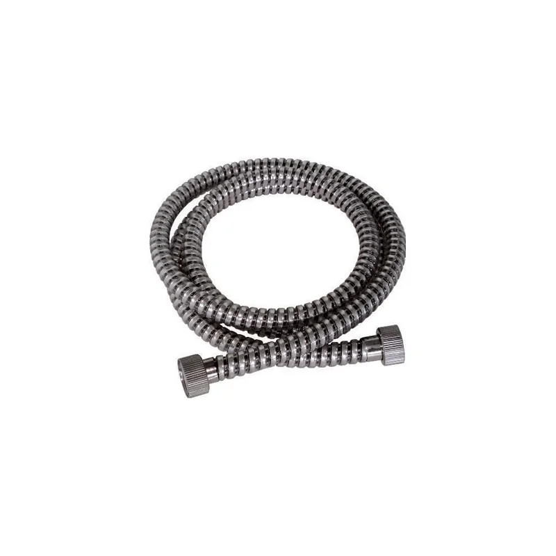 Tubo Flessibile doccia in PVC Nero/Cromo ad 8 fili longitudinali con attacco F/F da 1/2"