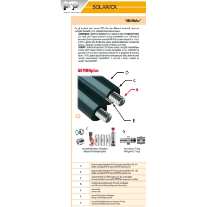 Tubo corrugato "GEMINIPLUS" in acciaio inox con rivestimento per solare con cavo sonda compatibile Eurotis/Emiflex da cartellare