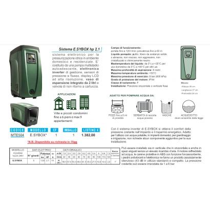 Sistema elettronico di pressurizzazione idrica DAB modello ESYBOX