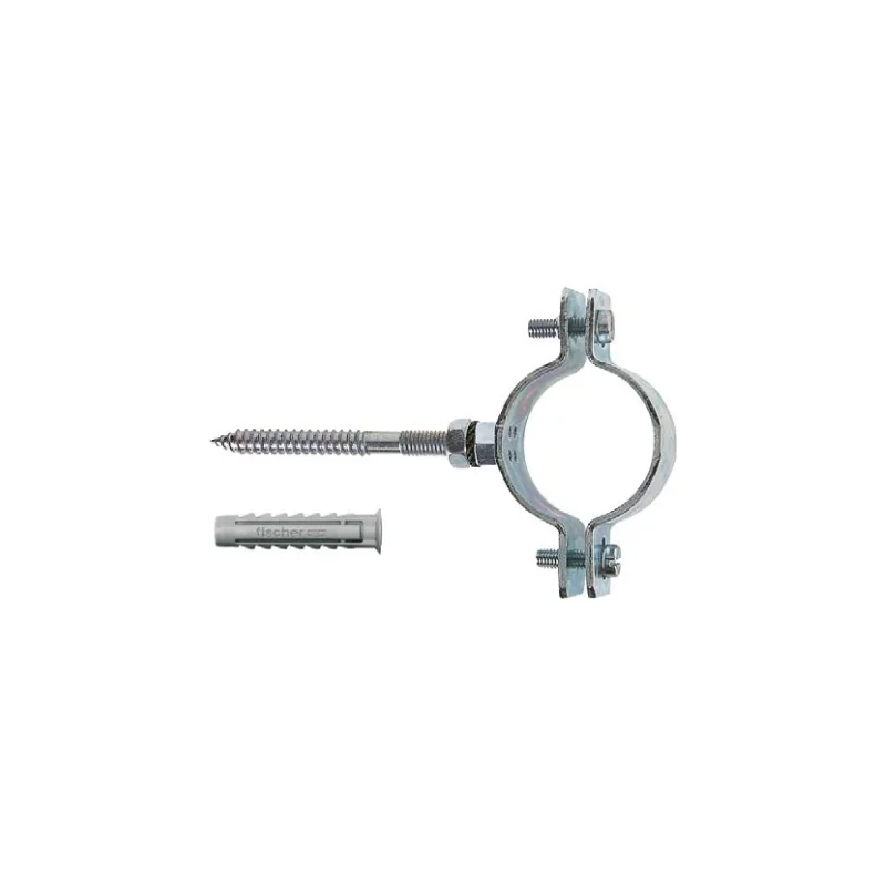 Collare in acciaio pesante Fischer modello CPT con vite e tassello SX ad aggancio automatico per tubazioni in plastica/metallo Collare in acciaio pesante Fischer modello CPT con vite e tassello SX ad aggancio automatico per tubazioni in plastica/metallo