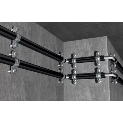 Collare in acciaio pesante Fischer modello CPT con vite e tassello SX ad aggancio automatico per tubazioni in plastica/metallo