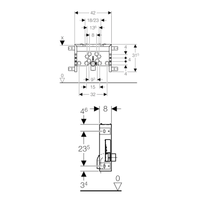 Modulo Geberit COMBIFIX per bidet sospesi