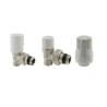 Kit composto da valvola e detentore ad angolo + testa termostatica