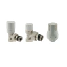 Kit composto da valvola e detentore ad angolo + testa termostatica