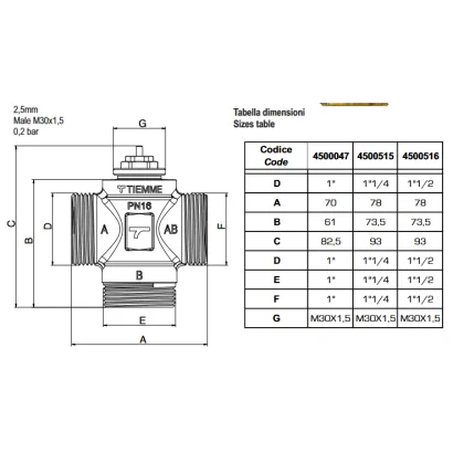 Valvola termostatica deviatrice/miscelatrice a 3 vie (modello 3890VD)