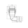 Gomito a 90° di transizione polietilene/metallo