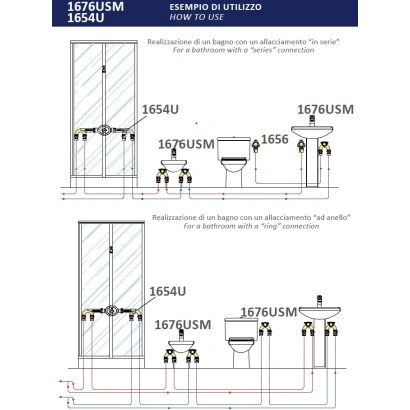 Raccordo curvo femmina doppio con flangia e geometria ad U