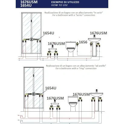 Raccordo curvo femmina doppio con flangia e geometria ad U