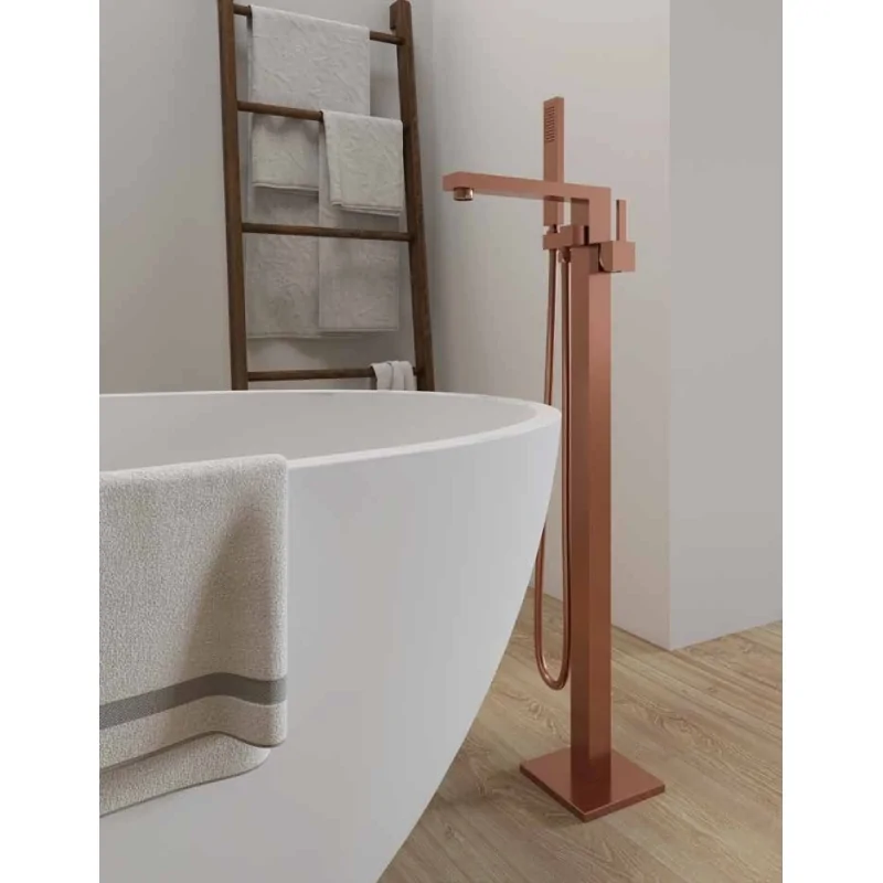 Miscelatore "MILANO" oro rosa a pavimento per vasche free standing Miscelatore "MILANO" oro rosa a pavimento per vasche free standing