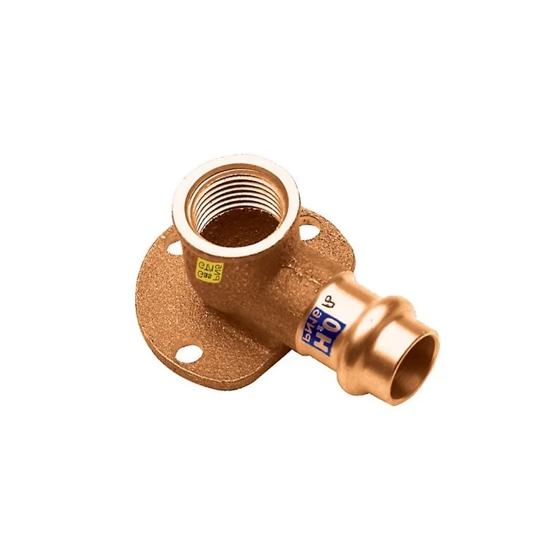 Gomito Femmina con staffa a pressare in bronzo per acqua e gas Gomito Femmina con staffa a pressare in bronzo per acqua e gas