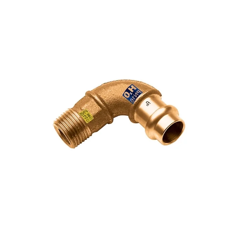 Gomito 90° Maschio a pressare in bronzo per acqua e gas Gomito 90° Maschio a pressare in bronzo per acqua e gas