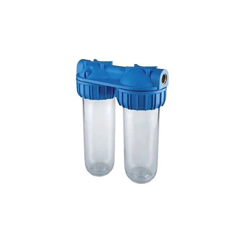 Filtro contenitore doppio a 3 pezzi da 10" modello SENIOR DUPLEX 3P SX Filtro contenitore doppio a 3 pezzi da 10" modello SENIOR DUPLEX 3P SX