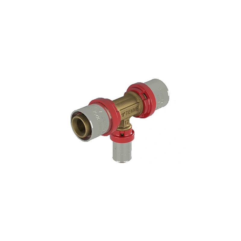 Tee ridotto a pressare per connessione tubo pex Ø12 e connessione tubo multistrato Ø20