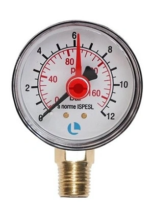 Manometro 0-100 Psi 0-7 Bar Quadrante 50 Mm – Attacco Posteriore 1/4 BSPT In Ottone