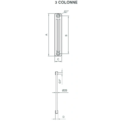 Radiatore tubolare multicolonna in acciaio Ercos modello Comby