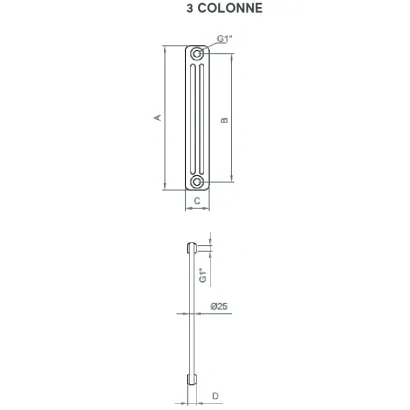Radiatore tubolare multicolonna in acciaio Ercos modello Comby