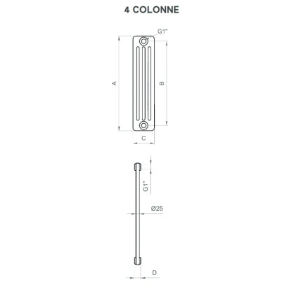 Radiatore tubolare multicolonna in acciaio Ercos modello Comby