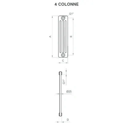 Radiatore tubolare multicolonna in acciaio Ercos modello Comby