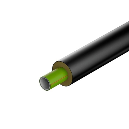 Tubo PP-R Pluristrato Fibrorinforzato SDR7.4 preisolato con schiuma in PUR protetto da tubo PE-HD