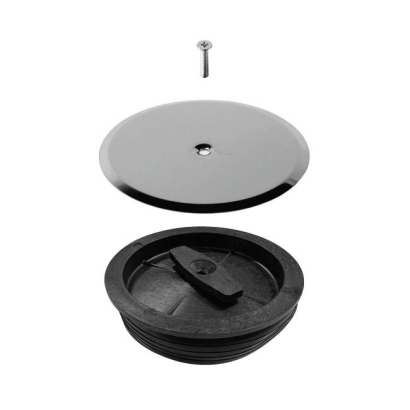 Tappo di espansione cieco in PVC completo di piastra in acciaio inox diametro 140 e vite