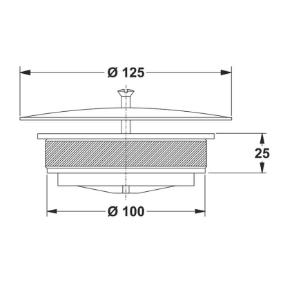 Tappo di espansione in PP completo di piastra in acciaio inox diametro 125