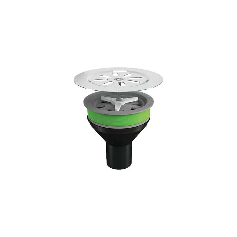 Tappo di espansione grigliato con griglia in acciaio inox diametro 125 e imbuto diametro 100 in PP