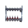 Collettore di distribuzione in acciaio da 1" con derivazioni 3/4"x18 (Eurocono) e flussimetri