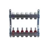 Collettore di distribuzione in acciaio da 1" con derivazioni 3/4"x18 (Eurocono) e flussimetri
