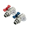 Valvola a sfera maschio/femmina con bocchettone con o-ring, pretenuta e termometro con attacco reversibile
