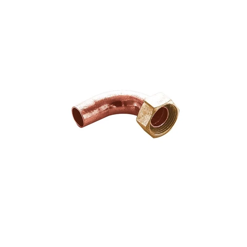 Curva 90° con Dado Girevole in rame a saldare per acqua e gas Curva 90° con Dado Girevole in rame a saldare per acqua e gas